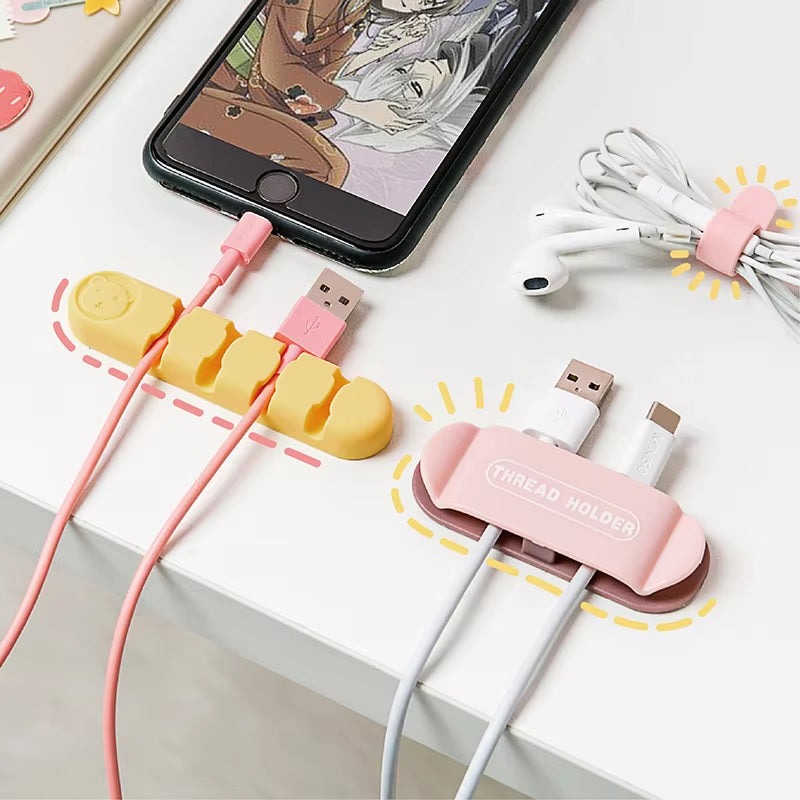 Silicone Desktop Cable Organiser Fixer Data Cable Organizer Fixed Headphone Cable Clip Wire Organizer Gods of Cable Management