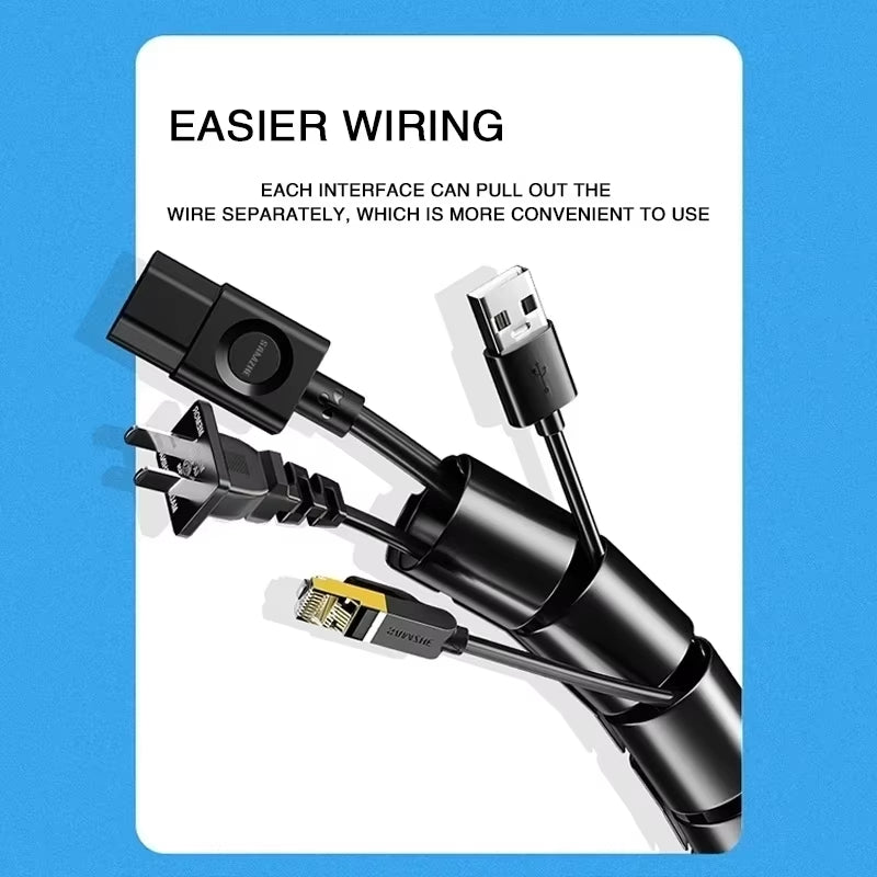 2M/1M Flexible Spiral Cable Wire Protector Cable Organizer Computer Cord Protective Tube Clip Organizer Management Tools 16/10Mm