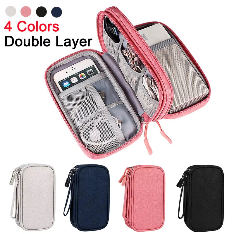 Portable Travel Digital Product Storage Bag Organizer Multi-Layer Headset Cable Bag Charging Treasure USB Data Cable Bag