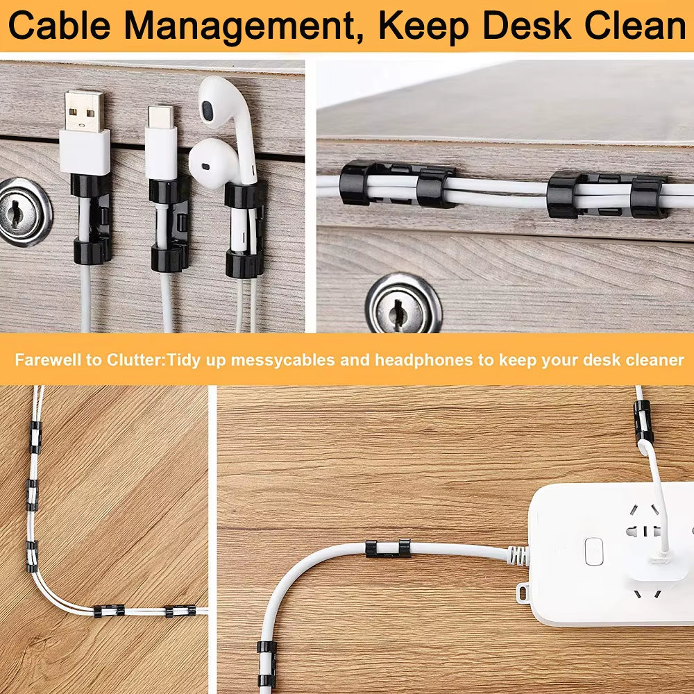 Cable Organizer Clips Desktop Wall USB Cable Management Wire Winder Manager PC Cable Cellphone Charging Data Line Winder