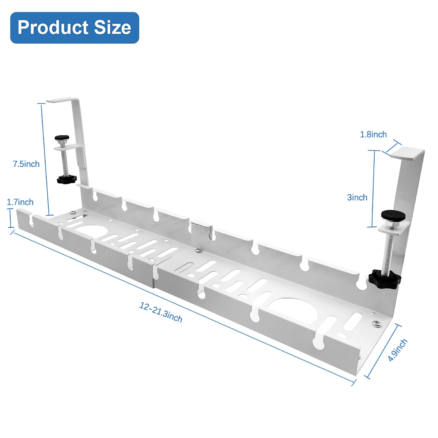 No Drilling Extendable under Desk Cable Tray