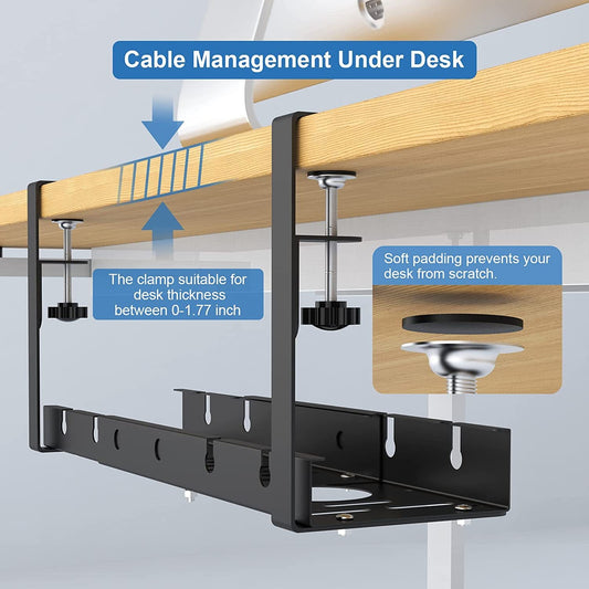 No Drilling Extendable under Desk Cable Tray