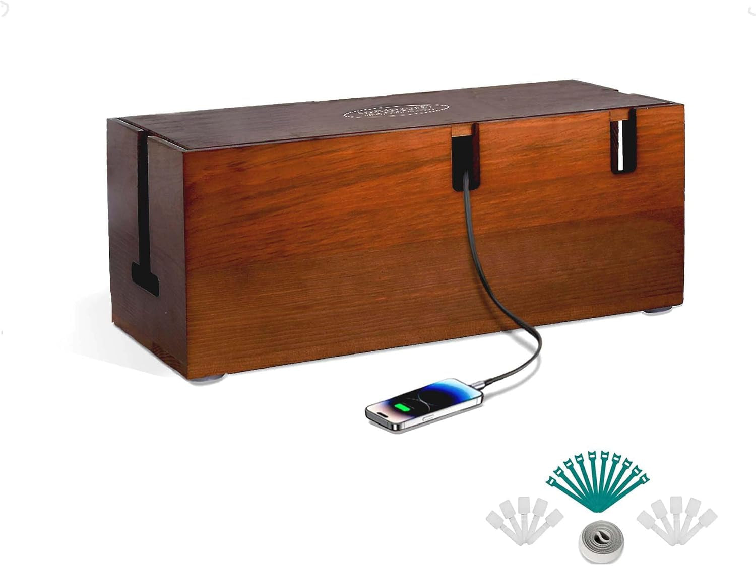 Light Walnut Cable Box. -Keep Kids & Pets Safe.